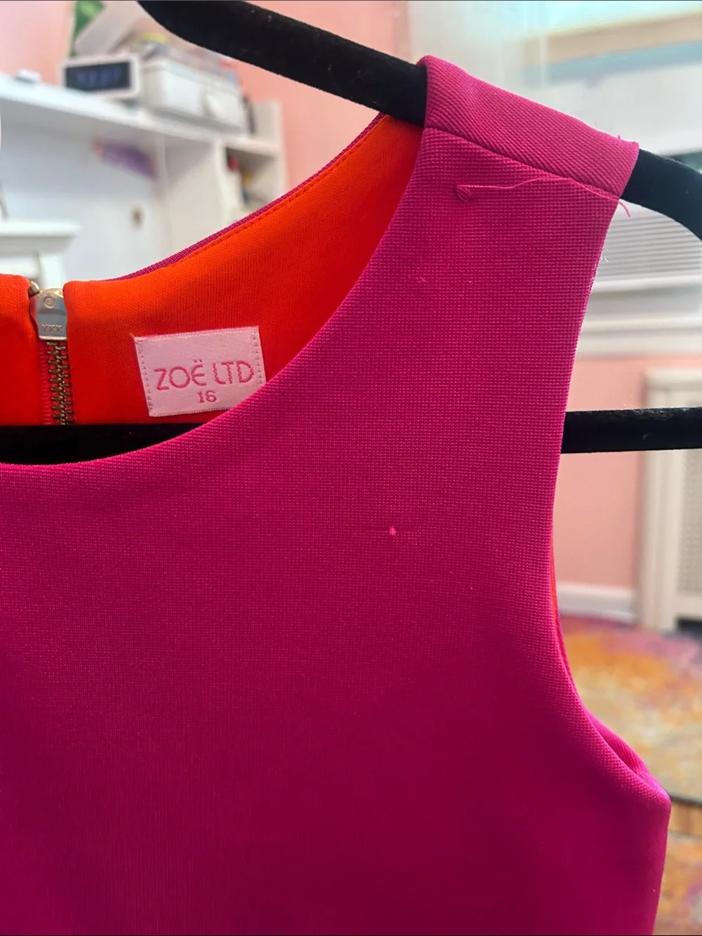 Zoe Ltd Hot Pink Dress with Orange Lining - Girls Sleeveless Two-Tone